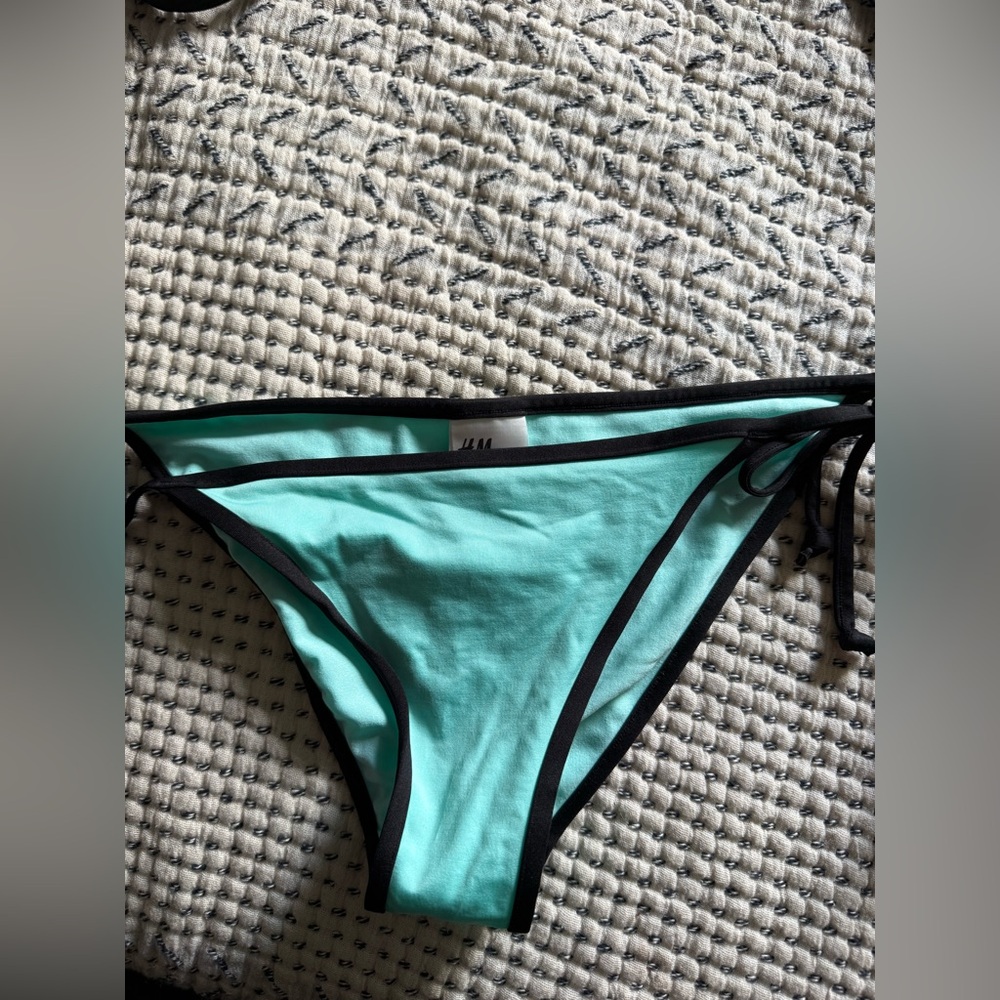 H&M Aqua Bikini Bottom with Black Edging